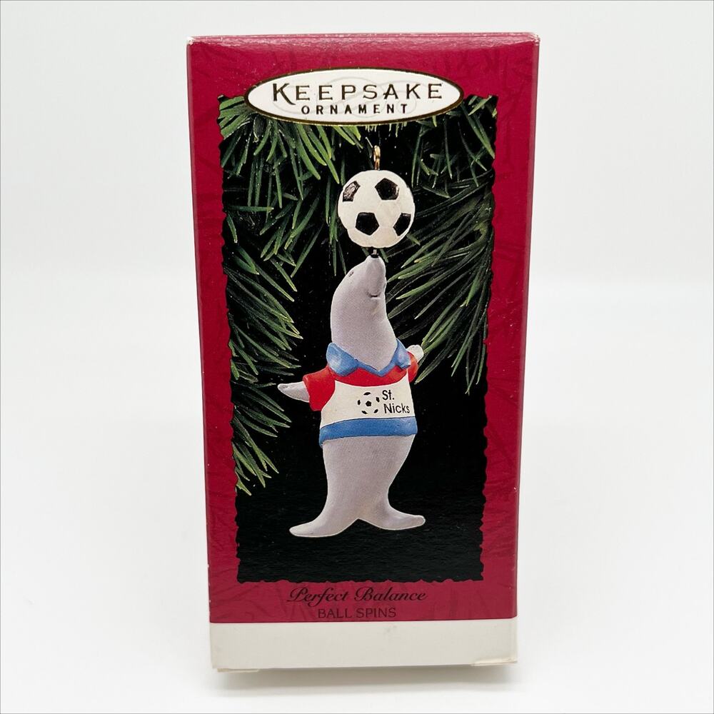 New in Box 1995 Hallmark Keepsake Ornament Perfect Balance Seal and Soccer Ball
